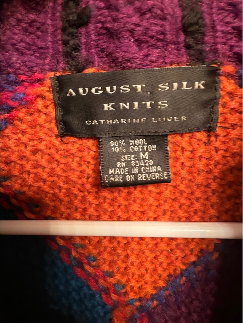 Vintage August Silk Knits 3D Patchwork Wool Zip Cardigan - Picture 2 of 6